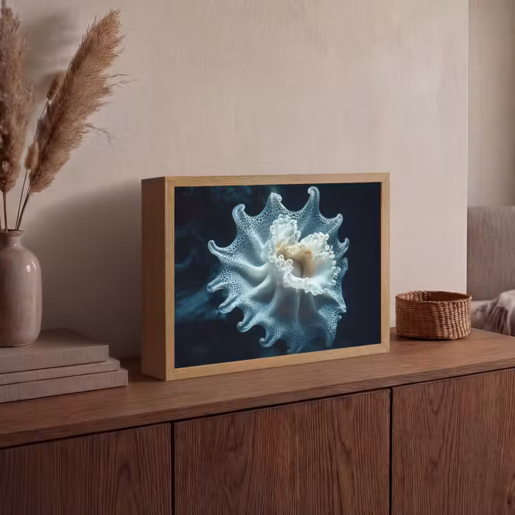 Zeewezen - Wit - Golven - Water Light Box met batterij (Wandlamp) middel -sfeer2