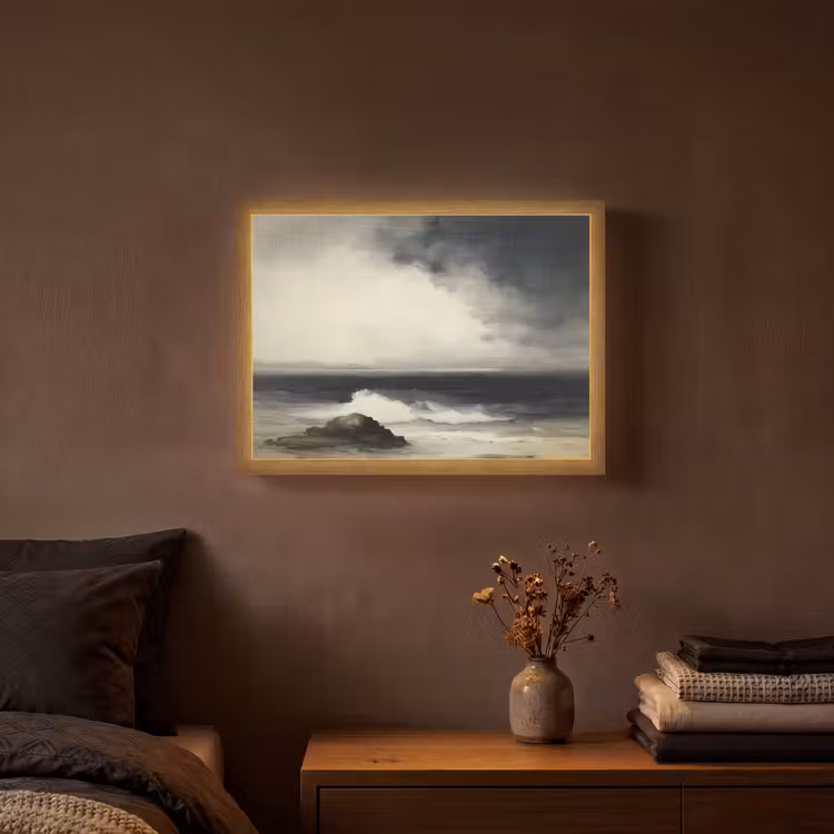 Zee - Rotsen - Storm Light Box met batterij (Wandlamp) middel -sfeer4