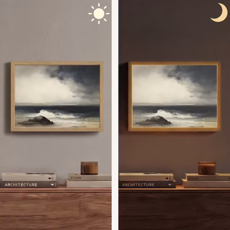 Zee - Rotsen - Storm Light Box met batterij (Wandlamp) middel -sfeer3