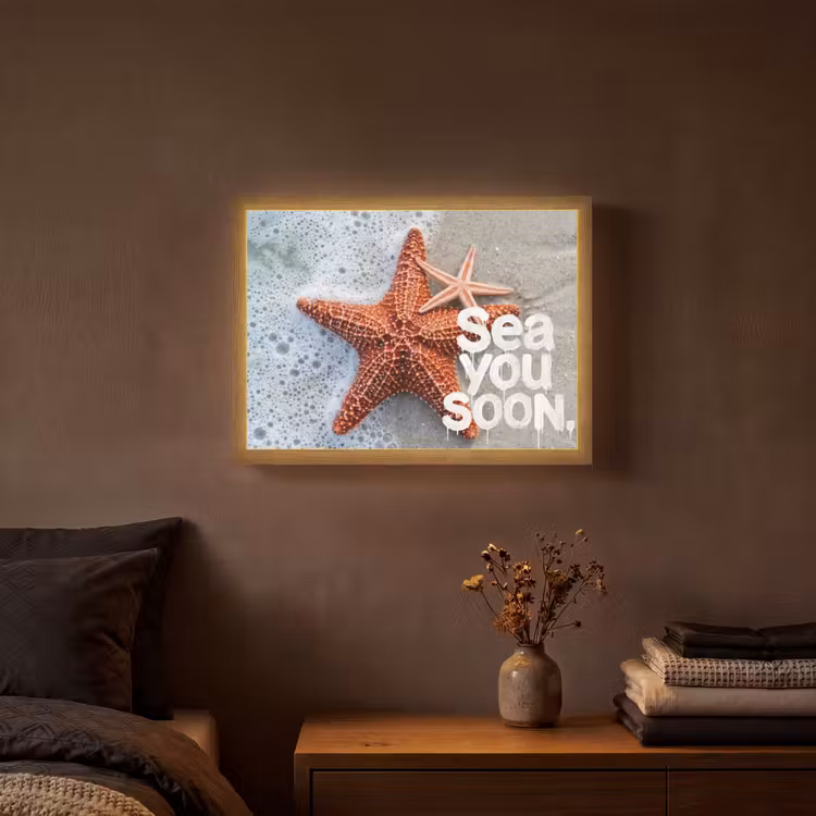 Sea you soon - Zeester - Zee Light Box met batterij (Wandlamp) middel -sfeer4