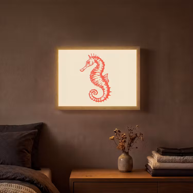 Zeepaardje - Rood - Fijne details Light Box met batterij (Wandlamp) middel -sfeer4