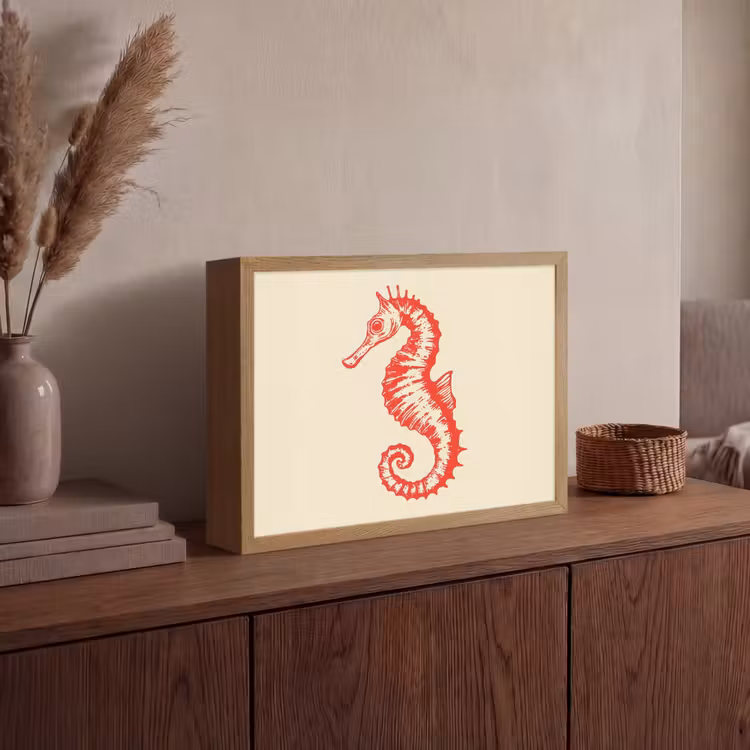 Zeepaardje - Rood - Fijne details Light Box met batterij (Wandlamp) middel -sfeer2
