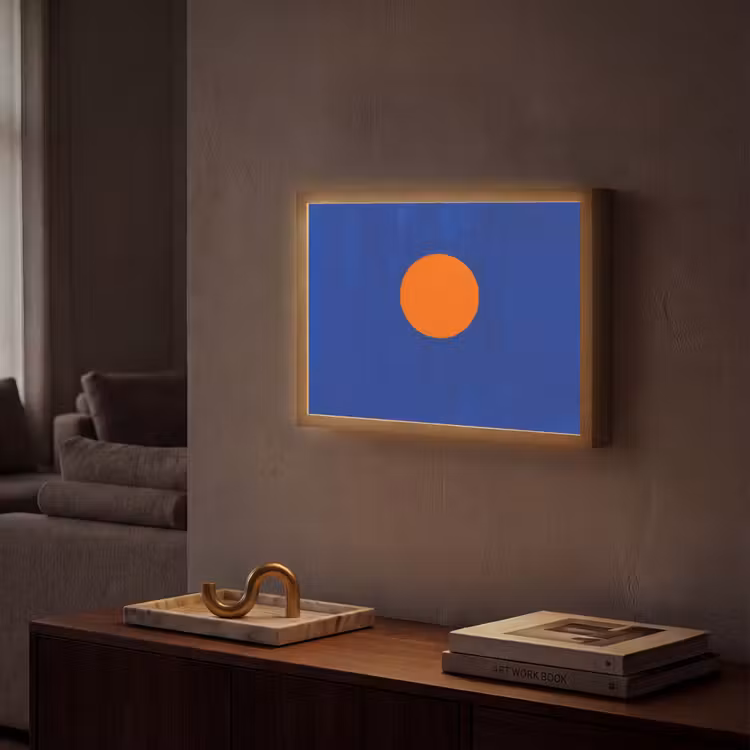 Vorm - Rond - Minimalistisch - Blauw Light Box met batterij (Wandlamp) middel -sfeer1