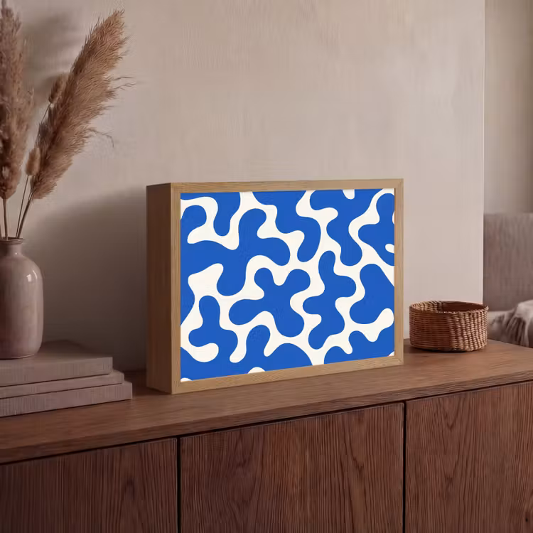Vormen - Abstract - Blauw - Golven Light Box met batterij (Wandlamp) middel -sfeer2