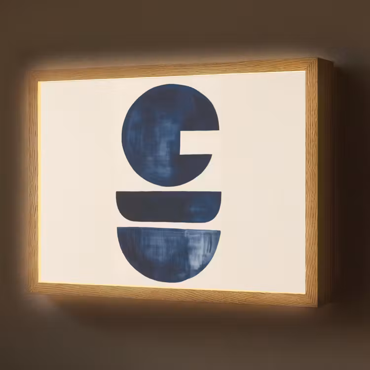 Vormen - Blauw - Abstract Light Box met batterij (Wandlamp) middel -z3d_website