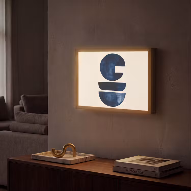 Vormen - Blauw - Abstract Light Box met batterij (Wandlamp) middel -sfeer1
