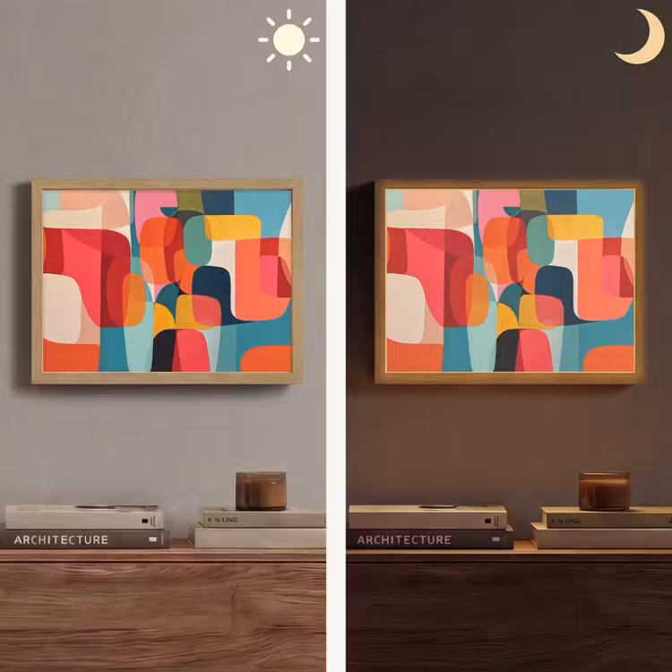 Vormen - Kleurrijk - Abstract - Vlakken Light Box met batterij (Wandlamp) middel -sfeer3