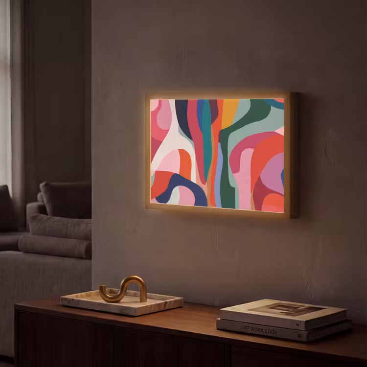 Vormen - Bochten - Kleurrijk - Abstract Light Box met batterij (Wandlamp) middel -sfeer1