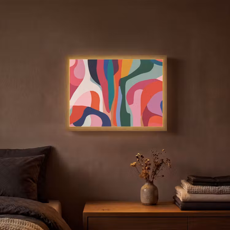 Vormen - Bochten - Kleurrijk - Abstract Light Box met batterij (Wandlamp) middel -sfeer4
