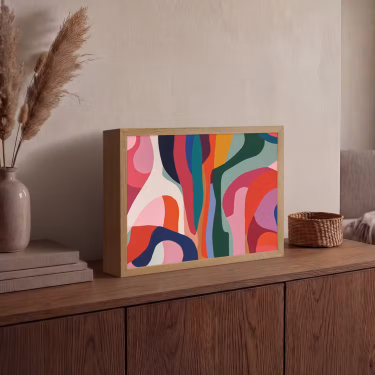 Vormen - Bochten - Kleurrijk - Abstract Light Box met batterij (Wandlamp) middel -sfeer2