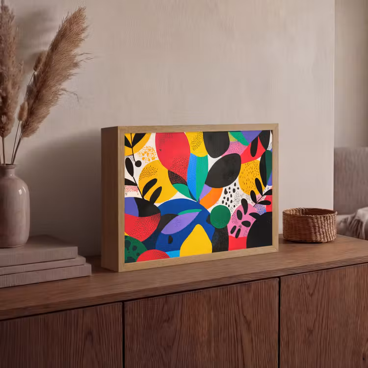 Vormen - Stippen - Kleurrijk Light Box met batterij (Wandlamp) middel -sfeer2