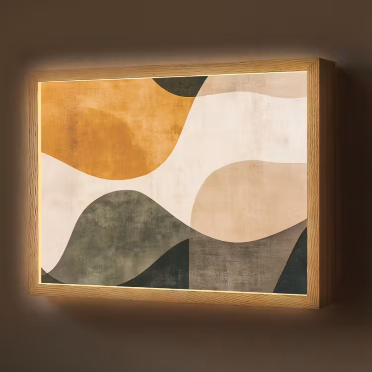 Vormen - Okergeel - Abstract Light Box met batterij (Wandlamp) middel -z3d_website