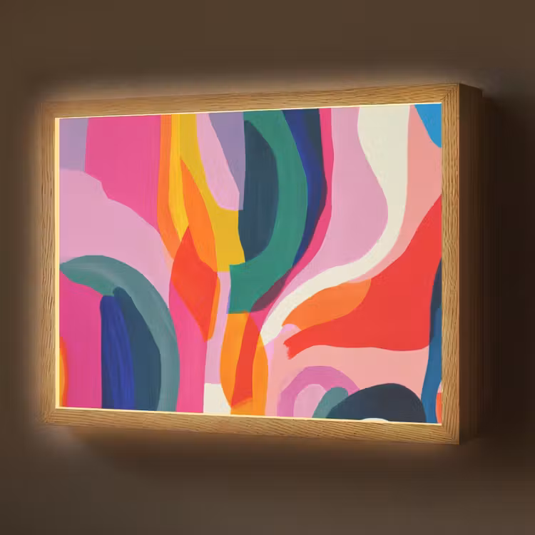 Vormen - Golvend - Abstract - Felroze Light Box met batterij (Wandlamp) middel -z3d_website