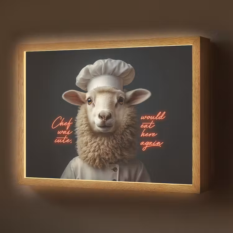 Schaap - Kokskleding - Neon - Quote Light Box met batterij (Wandlamp) middel -z3d_website