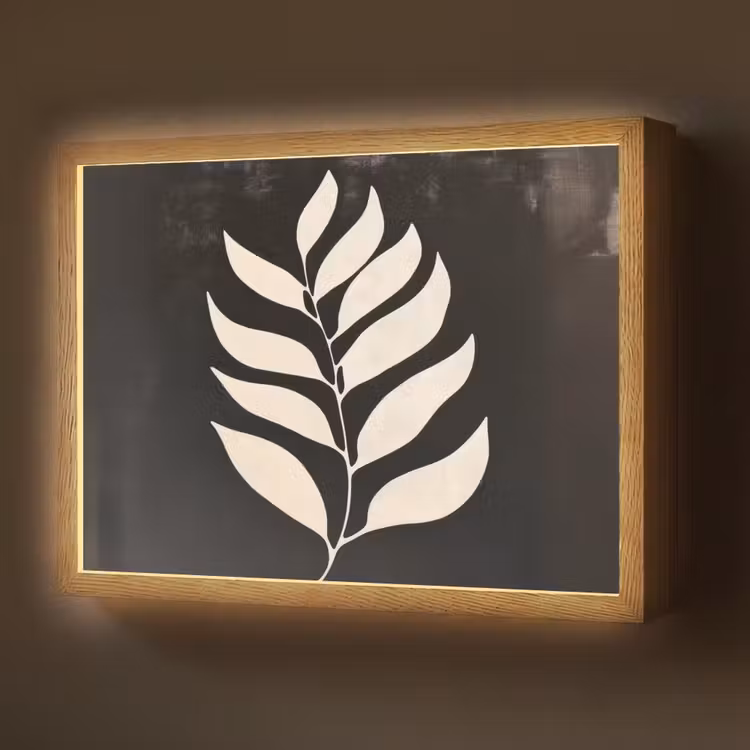 Blad - Wit - Minimalistisch Light Box met batterij (Wandlamp) middel -z3d_website