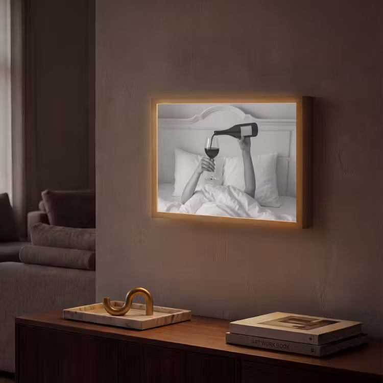 Lakens - Armen - Wijn - Glas Light Box met batterij (Wandlamp) middel -sfeer1
