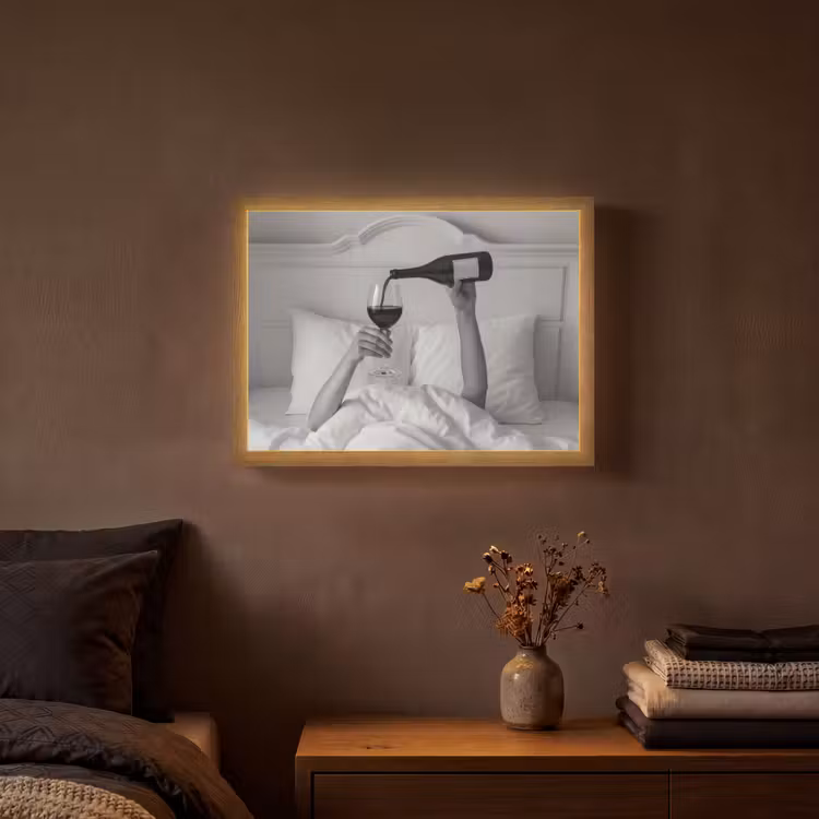 Lakens - Armen - Wijn - Glas Light Box met batterij (Wandlamp) middel -sfeer4
