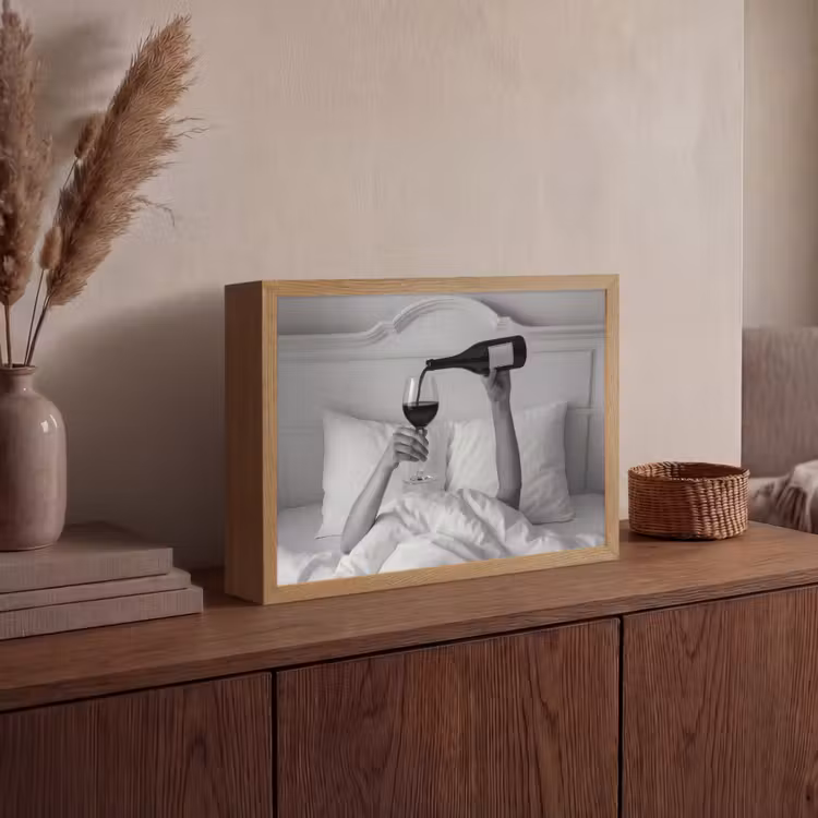 Lakens - Armen - Wijn - Glas Light Box met batterij (Wandlamp) middel -sfeer2