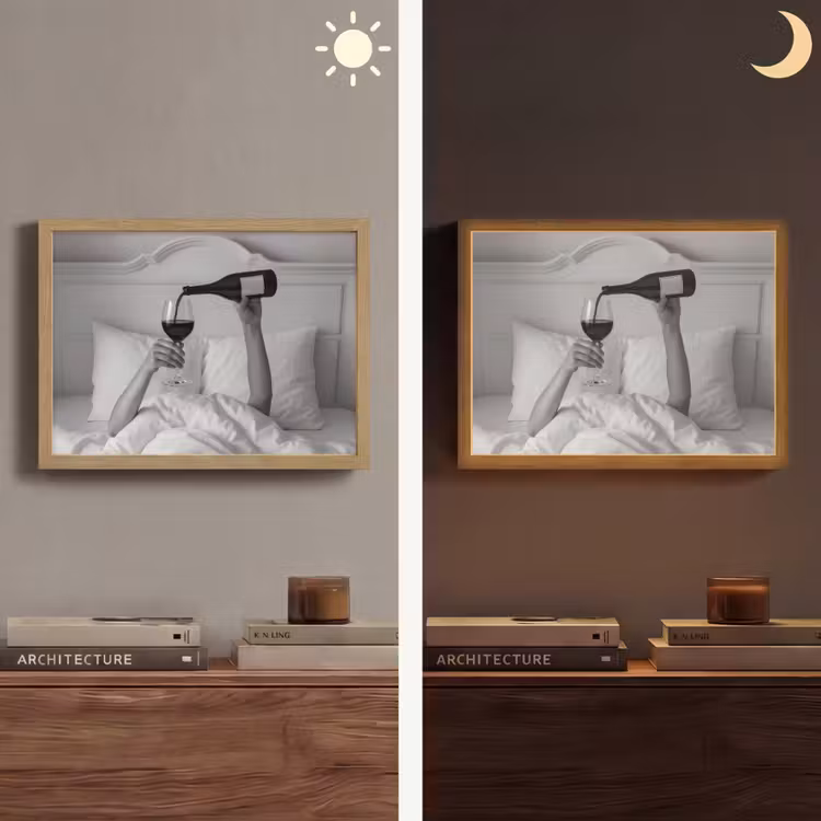 Lakens - Armen - Wijn - Glas Light Box met batterij (Wandlamp) middel -sfeer3