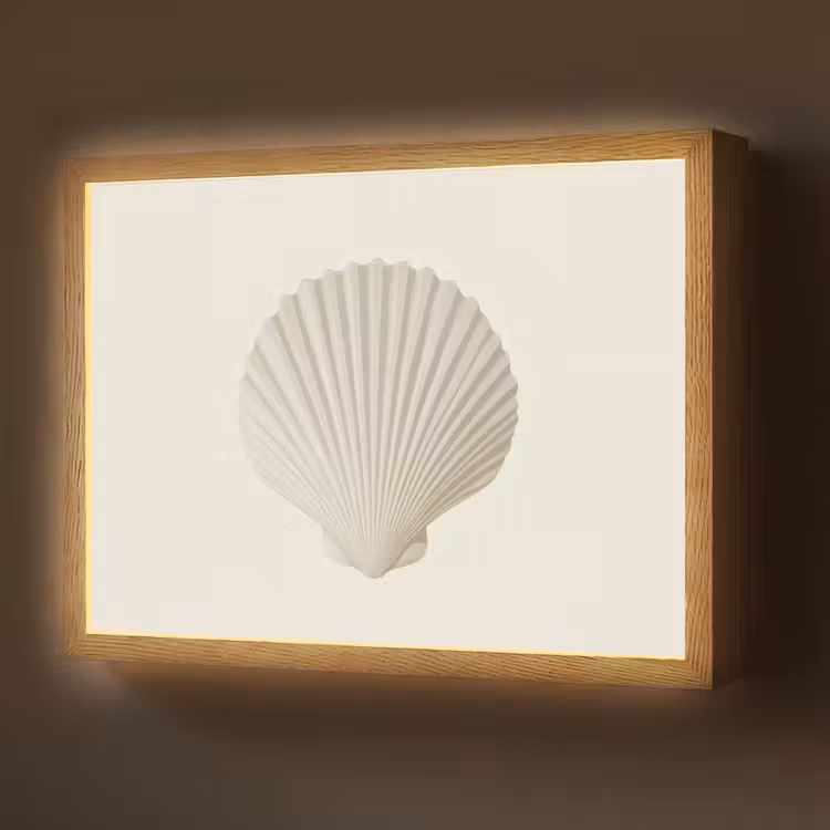 Schelp - Minimalistisch - Wit Light Box met batterij (Wandlamp) middel -z3d_website