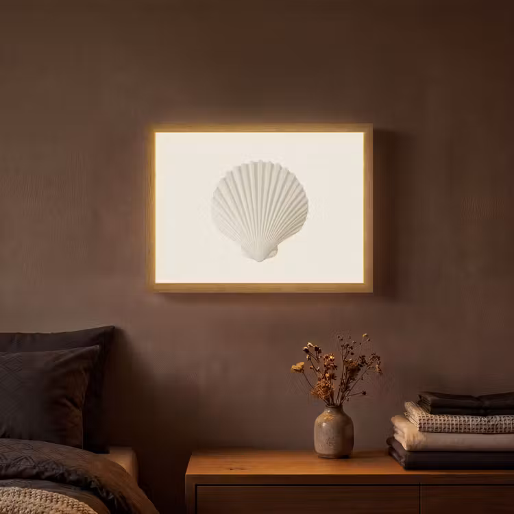 Schelp - Minimalistisch - Wit Light Box met batterij (Wandlamp) middel -sfeer4