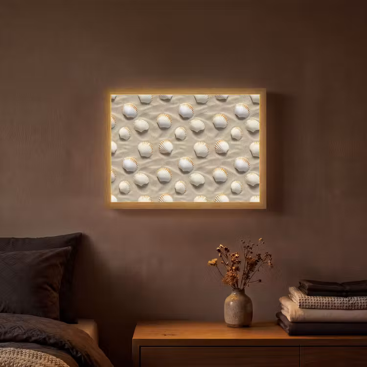 Schelpen - Zand - Maritiem Light Box met batterij (Wandlamp) middel 907 -sfeer4