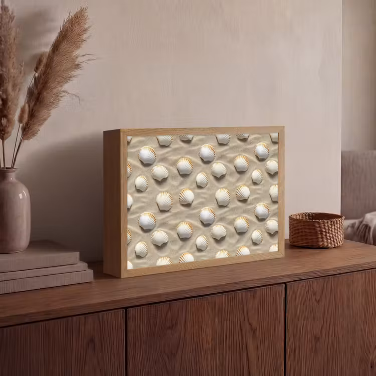 Schelpen - Zand - Maritiem Light Box met batterij (Wandlamp) middel 907 -sfeer2