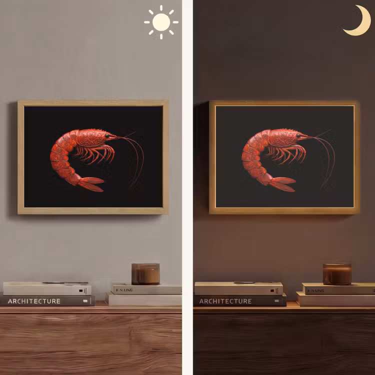Garnaal - Rood - Dieren Light Box met batterij (Wandlamp) middel -sfeer3