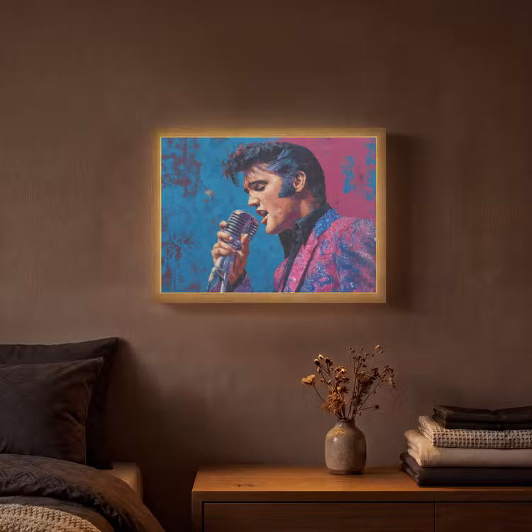 Zingende man - Glitterjas - Microfoon Light Box met batterij (Wandlamp) middel -sfeer4