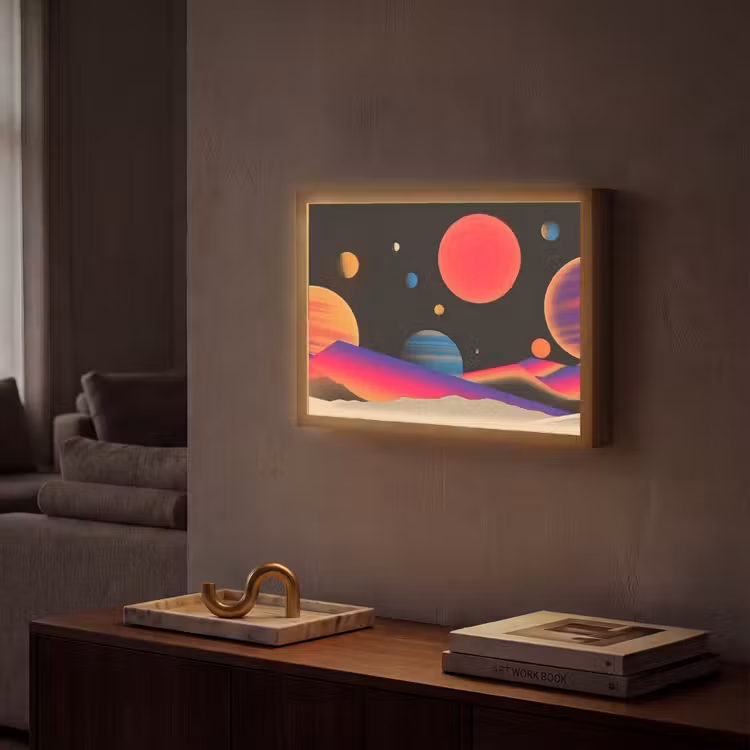 Hemel - Planeten - Felgekleurd Light Box met batterij (Wandlamp) middel -sfeer1