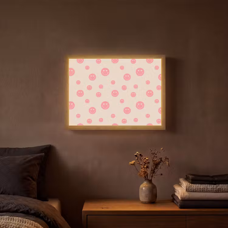 Smiley - Hart - Ogen - Patroon Light Box met batterij (Wandlamp) middel 907 -sfeer4