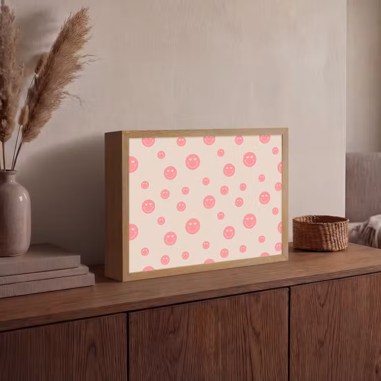 Smiley - Hart - Ogen - Patroon Light Box met batterij (Wandlamp) middel 907 -sfeer2