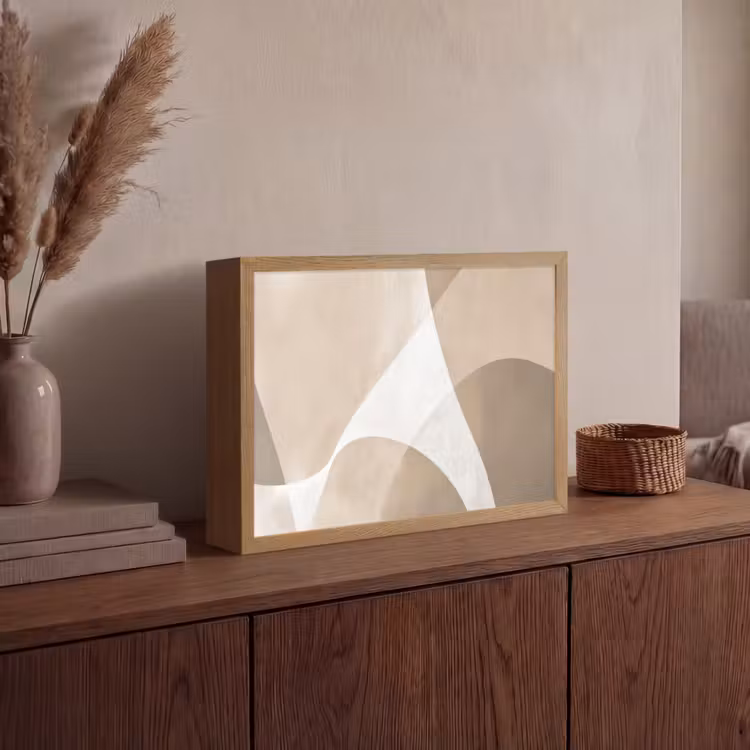 Vloeiende vlakken - Harmonieus - Golvend Light Box met batterij (Wandlamp) middel -sfeer2