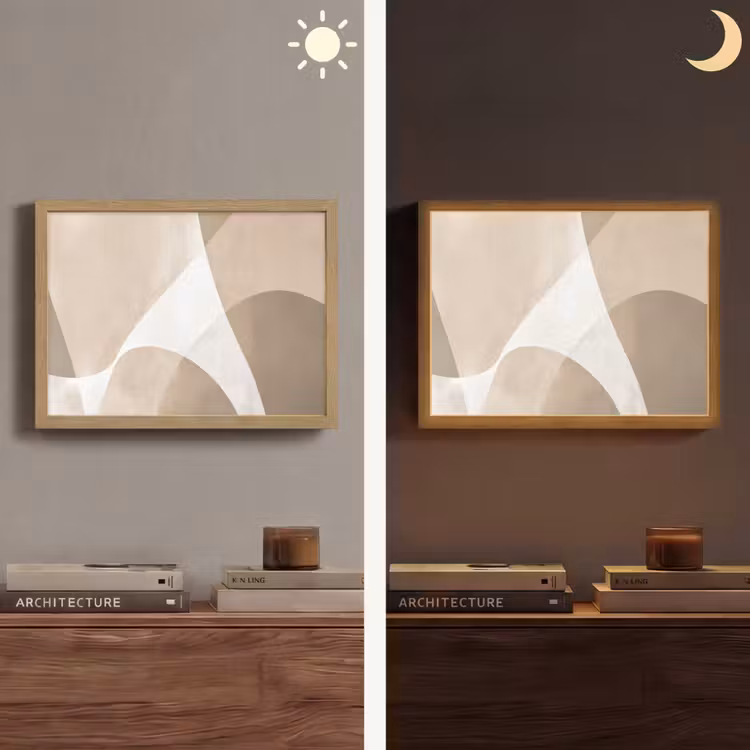 Vloeiende vlakken - Harmonieus - Golvend Light Box met batterij (Wandlamp) middel -sfeer3