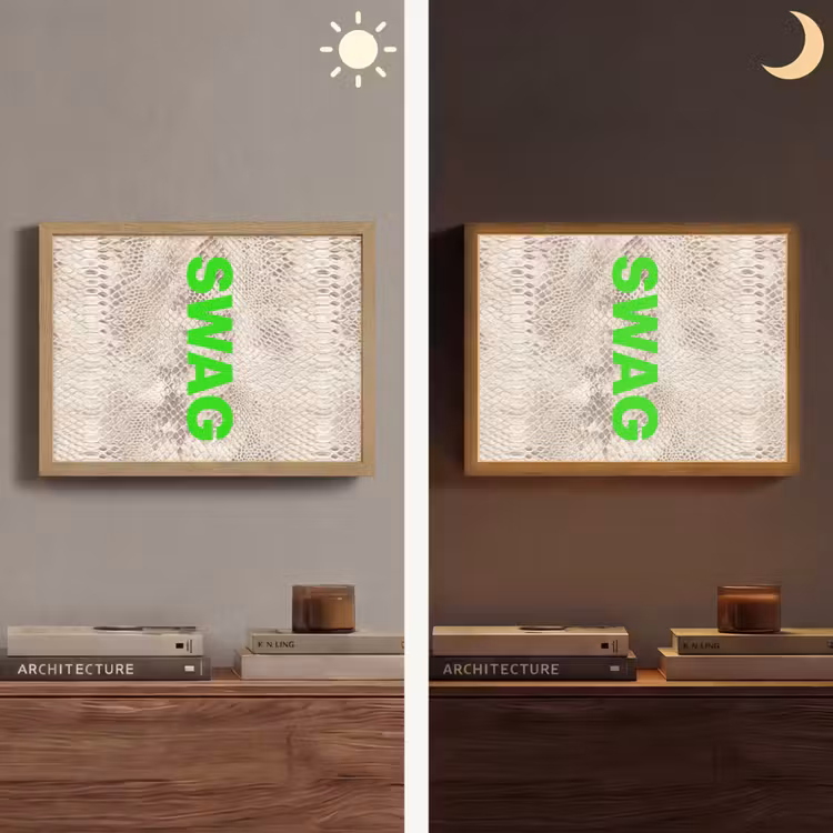 Slangenprint - SWAG - Neon - Groen Light Box met batterij (Wandlamp) middel -sfeer3