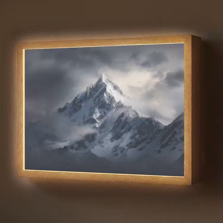 Sneeuw - Berg - Wolken Light Box met batterij (Wandlamp) middel -z3d_website