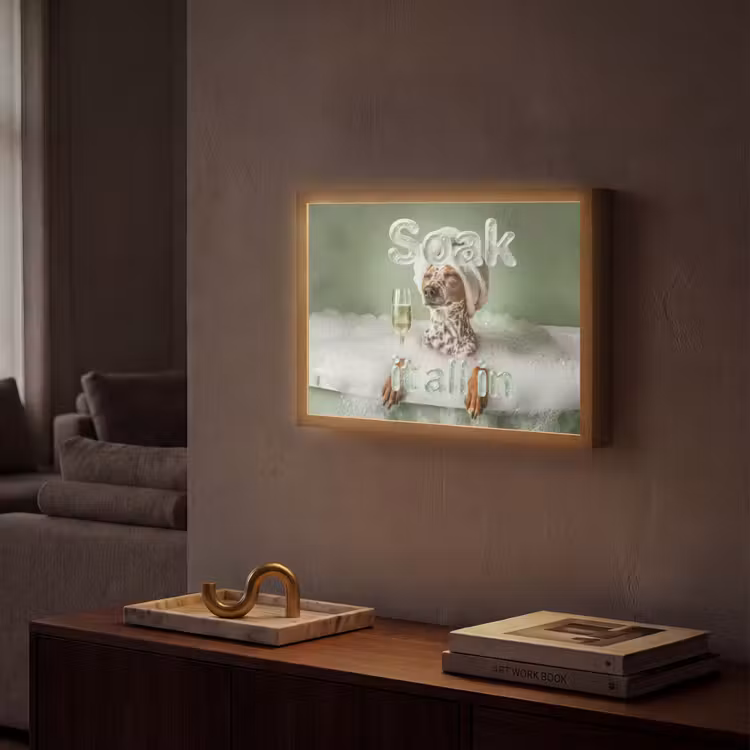 Soak it all in - Hond - Bad Light Box met batterij (Wandlamp) middel -sfeer1