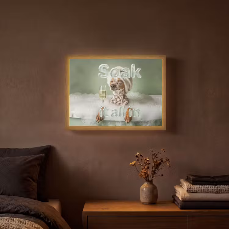 Soak it all in - Hond - Bad Light Box met batterij (Wandlamp) middel -sfeer4