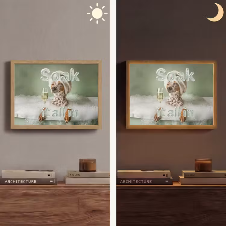 Soak it all in - Hond - Bad Light Box met batterij (Wandlamp) middel -sfeer3
