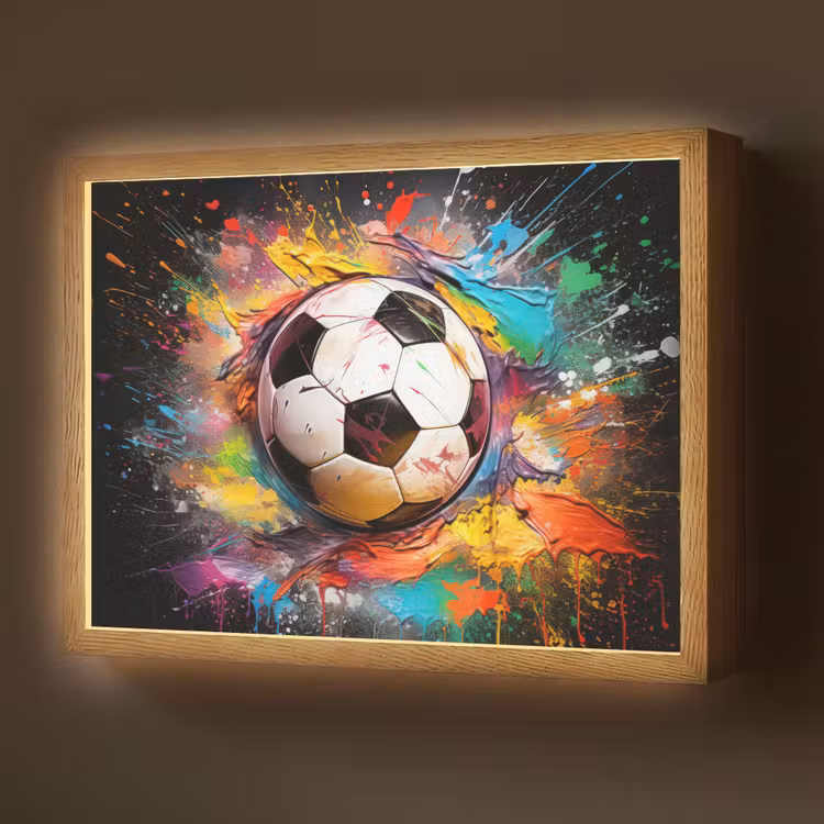 Voetbal - Verf - Kleuren - Zwart - Wit Light Box met batterij (Wandlamp) middel -z3d_website