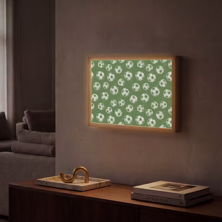 Voetbal - Sport - Groen Light Box met batterij (Wandlamp) middel 907 -sfeer1