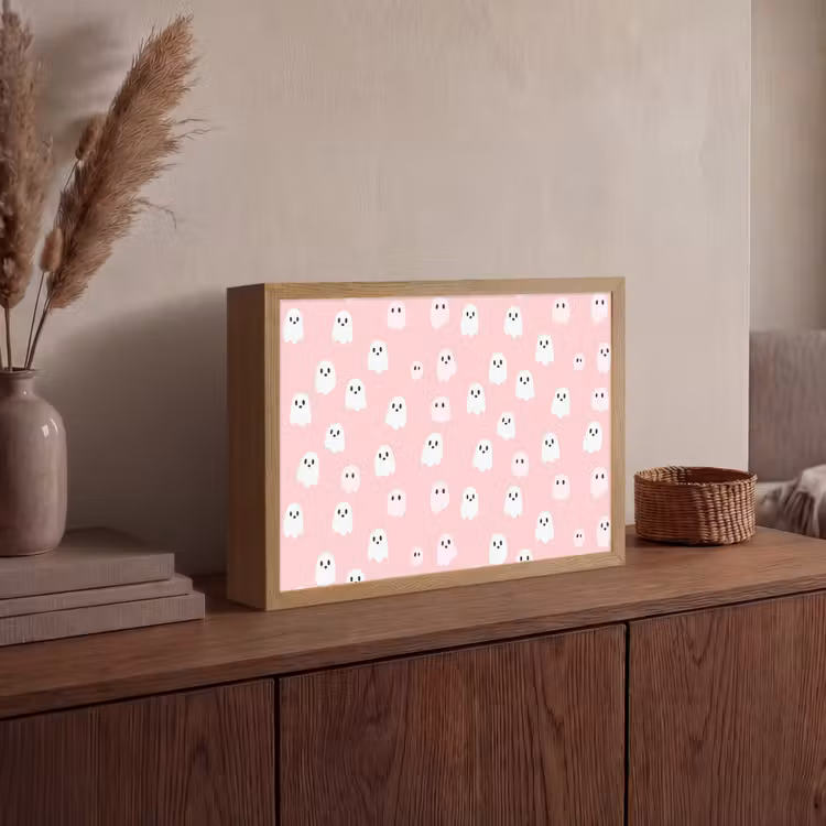 Spookjes - Patroon - Roze Light Box met batterij (Wandlamp) middel 907 -sfeer2