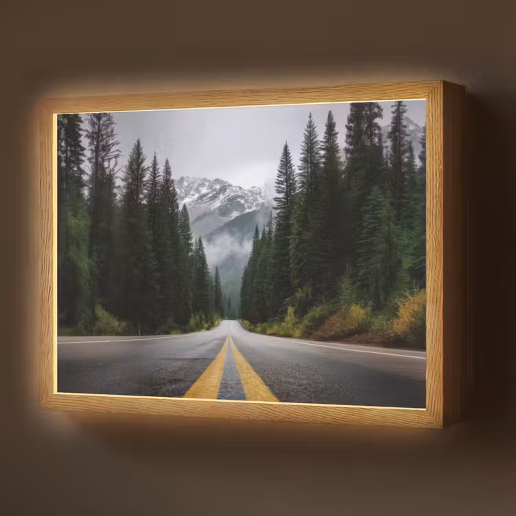Sparrenbos - Weg - Bergen - Sneeuw Light Box met batterij (Wandlamp) middel -z3d_website