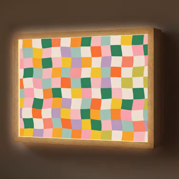 Vierkanten - Kleurrijk - Golvend Light Box met batterij (Wandlamp) middel -z3d_website