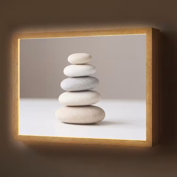 Gestapelde - Stenen - Grijs Light Box met batterij (Wandlamp) middel -z3d_website