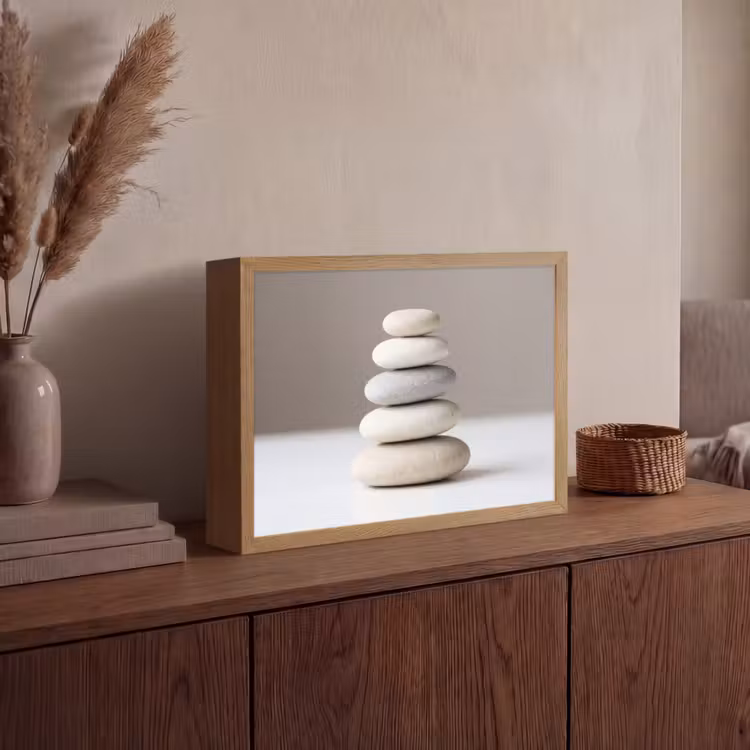 Gestapelde - Stenen - Grijs Light Box met batterij (Wandlamp) middel -sfeer2