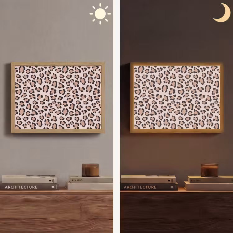 Vlekken - Beige - Luipaard Light Box met batterij (Wandlamp) middel 907 -sfeer3