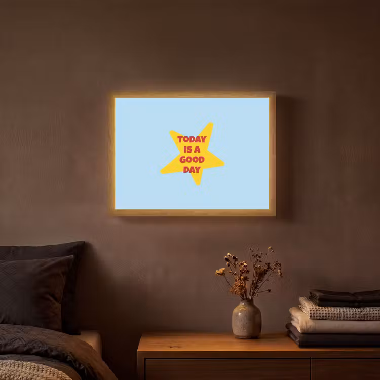 Ster - Today is a good day - Blauw Light Box met batterij (Wandlamp) middel -sfeer4