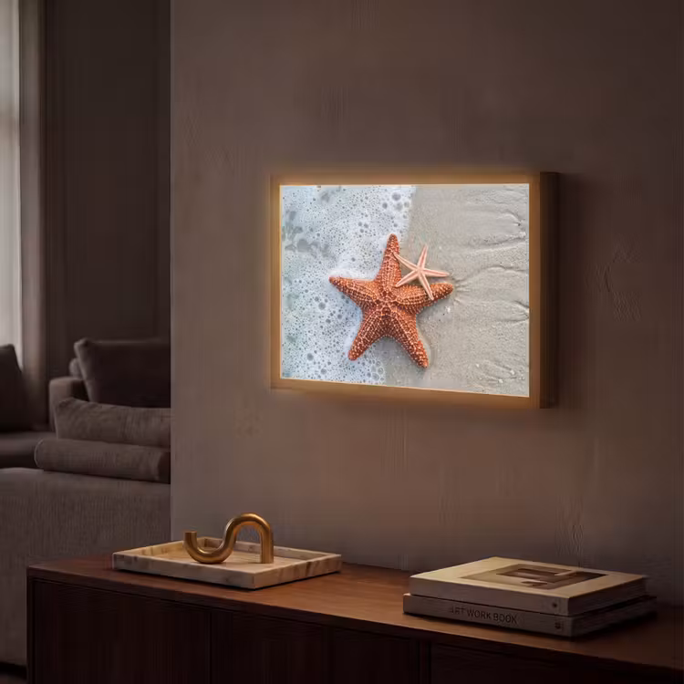 Zeester - Strand - Zee Light Box met batterij (Wandlamp) middel -sfeer1