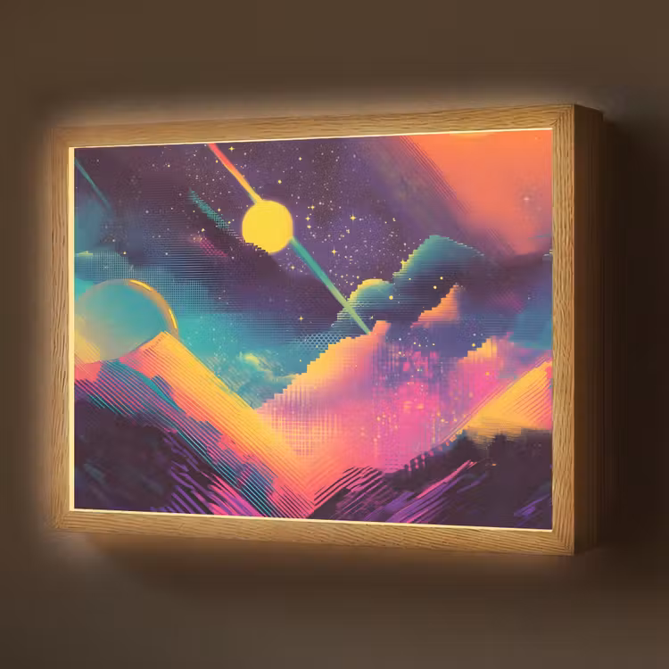 Sterren - Bergen - Kleurrijk Light Box met batterij (Wandlamp) middel -z3d_website